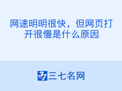 网速明明很快，但网页打开很慢是什么原因