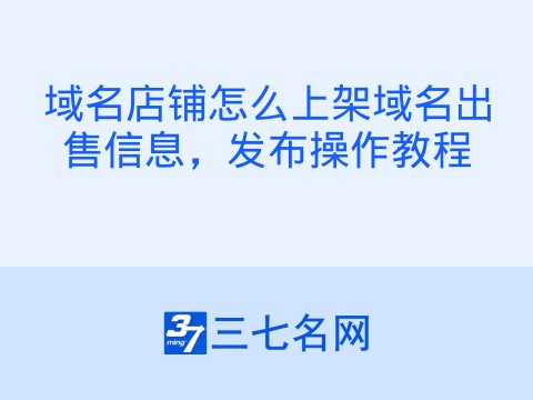 域名店铺怎么上架域名出售信息,发布操作教程