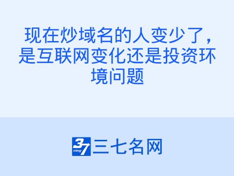 现在炒域名的人变少了,是互联网变化还是投资环境问题