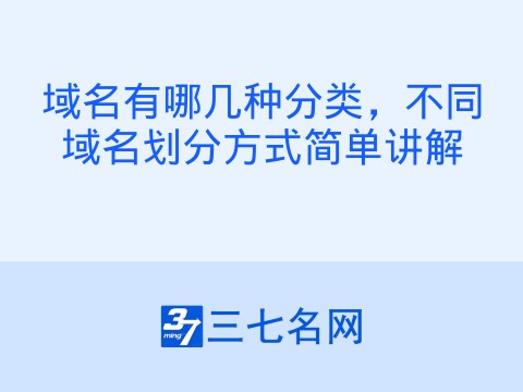 域名有哪几种分类,不同域名划分方式简单讲解