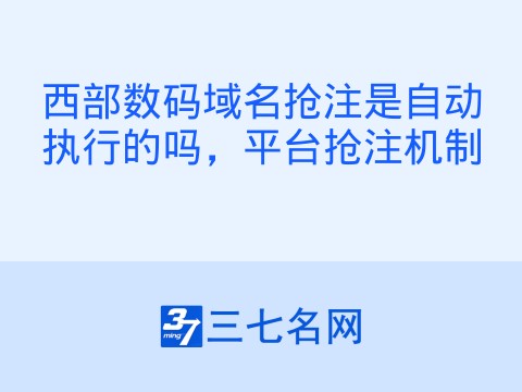西部数码域名抢注是自动执行的吗,平台抢注机制