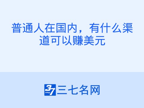 普通人在国内，有什么渠道可以赚美元