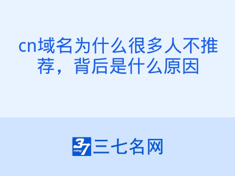 cn域名为什么很多人不推荐,背后是什么原因