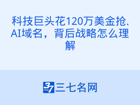 科技巨头花120万美金抢.AI域名,背后战略怎么理解