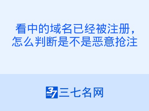 看中的域名已经被注册,怎么判断是不是恶意抢注