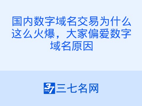 国内数字域名交易为什么这么火爆,大家偏爱数字域名原因