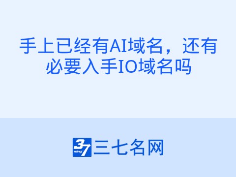 手上已经有AI域名,还有必要入手IO域名吗