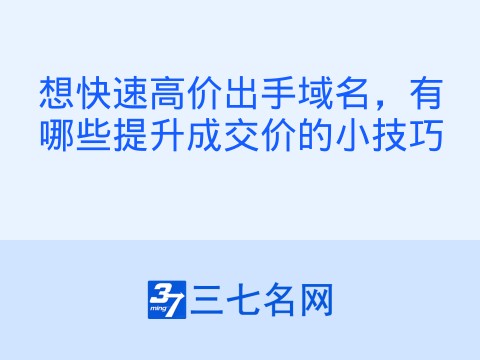 想快速高价出手域名,有哪些提升成交价的小技巧