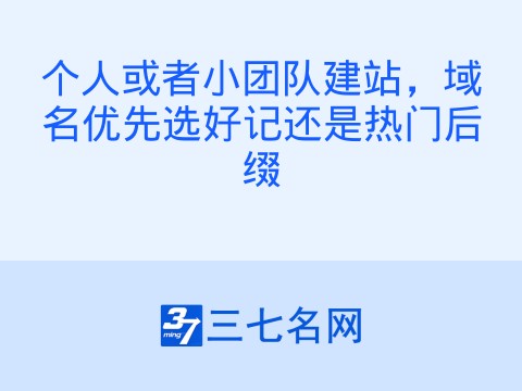个人或者小团队建站，域名优先选好记还是热门后缀
