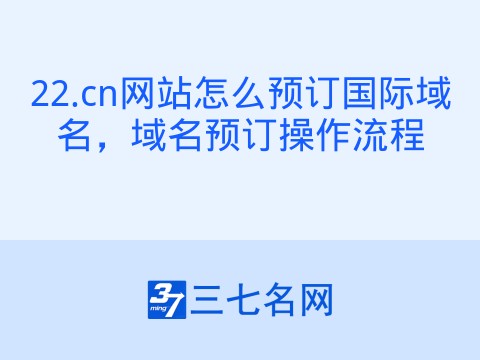 22.cn网站怎么预订国际域名，域名预订操作流程