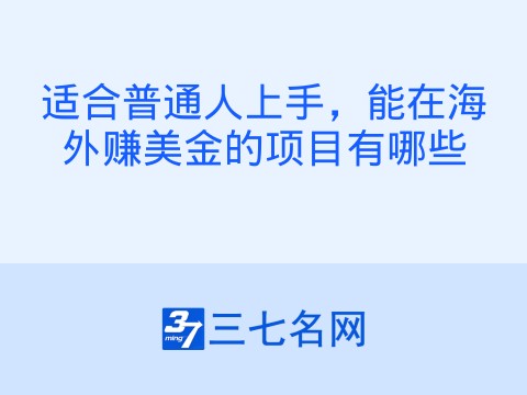 适合普通人上手,能在海外赚美金的项目有哪些