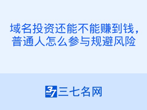 域名投资还能不能赚到钱,普通人怎么参与规避风险