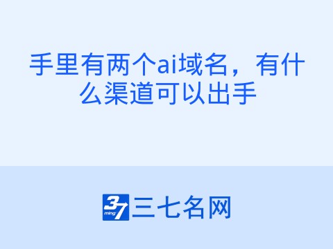 手里有两个ai域名,有什么渠道可以出手