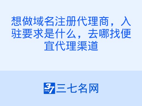 想做域名注册代理商,入驻要求是什么,去哪找便宜代理渠道