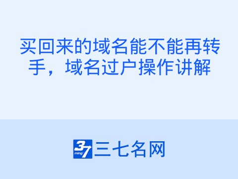 买回来的域名能不能再转手,域名过户操作讲解