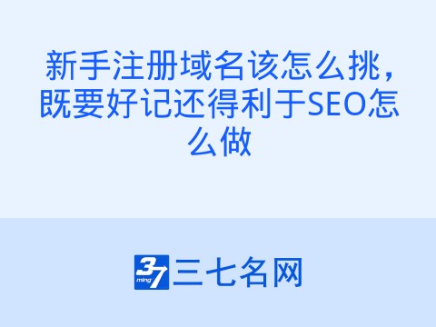 新手注册域名该怎么挑，既要好记还得利于SEO怎么做