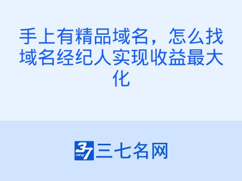 手上有精品域名,怎么找域名经纪人实现收益最大化