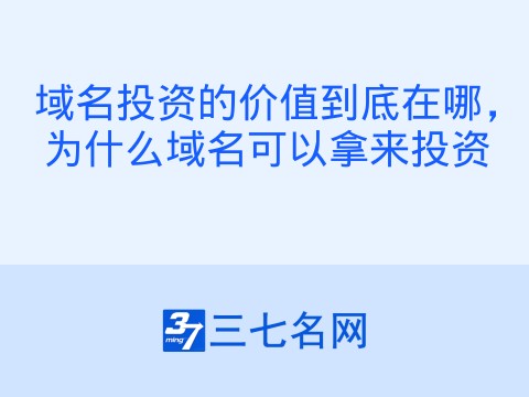 域名投资的价值到底在哪,为什么域名可以拿来投资